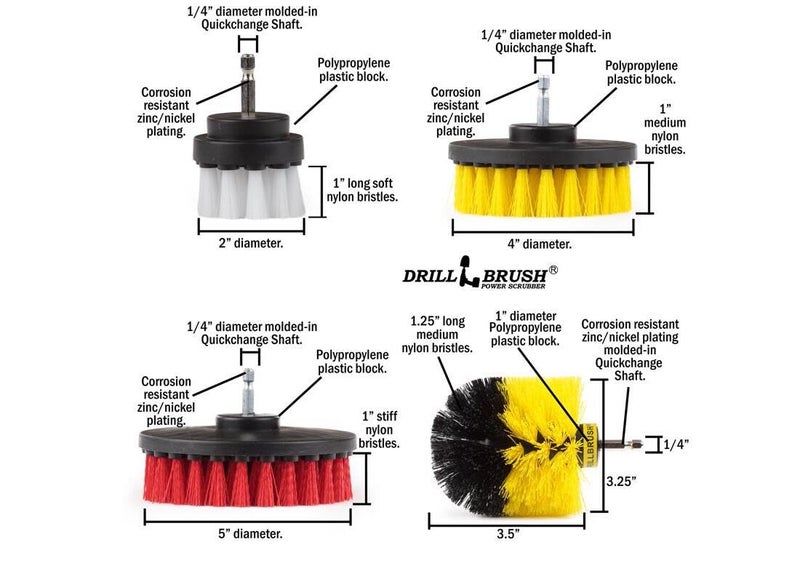 Drillbrush Drill Brush Attachment Set â€“ Power Scrubber Brush for Tub, Tile, Shower, and Grout â€“ All-Purpose Household Cleaning Brushes for Drill, Auto Detailing Brushes - Electric Grout Cleaner Kit - Image 5
